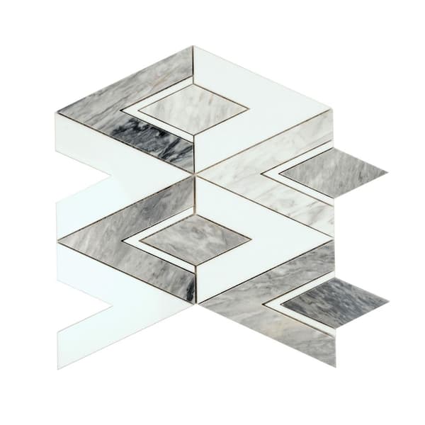 Toscana 12x12 in. Polish Calacatta Bluette Thassos White Diamond Marble Mosaic Wall & Floor Tile (4.65 sqft/case,5 Pack)