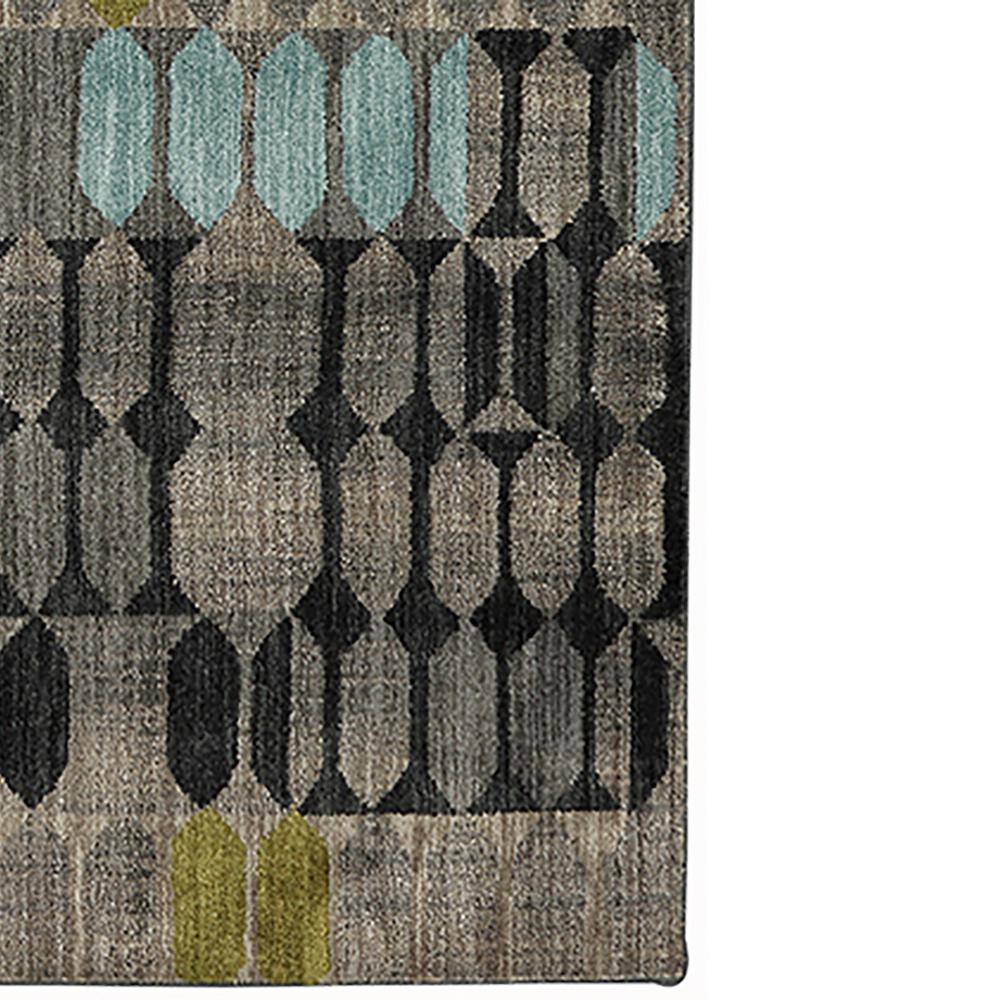 Gray and Black Geometric Polyester Area Rug, 9'6" x 12'11"