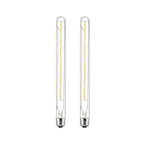 40-Watt Equivalent T8 Dimmable Tubular E26 Base Filament Vintage Edison LED Light Bulb in Amber White 2200K (2-Pack)