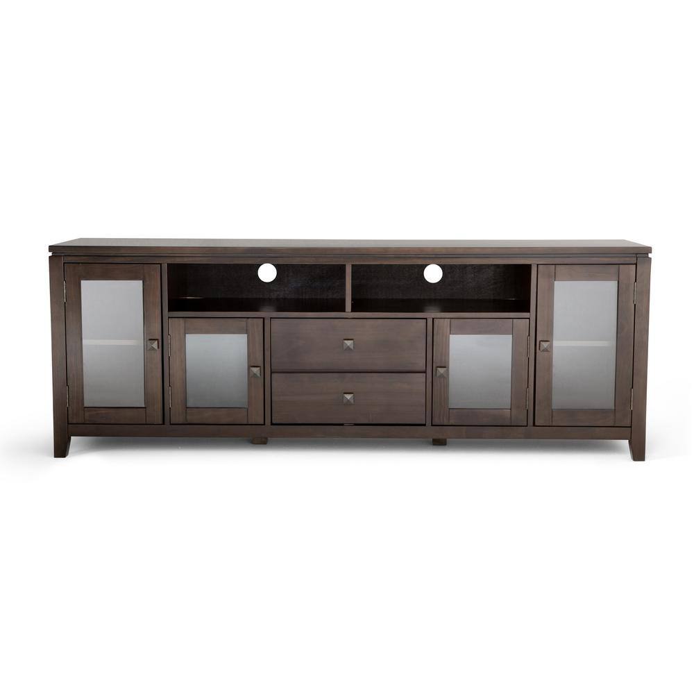 Contemporary Mahogany Brown Solid Wood 72" TV Stand for 80" TVs