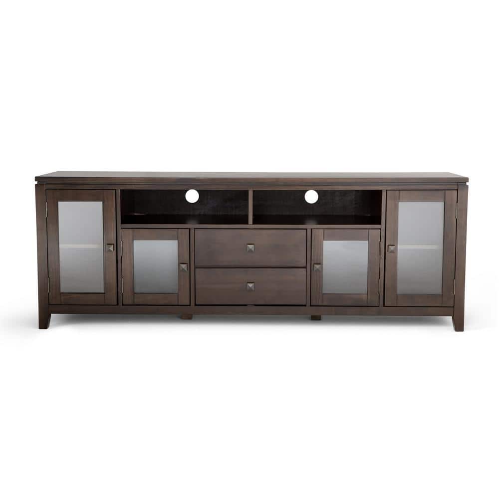Contemporary Mahogany Brown Solid Wood 72" TV Stand for 80" TVs