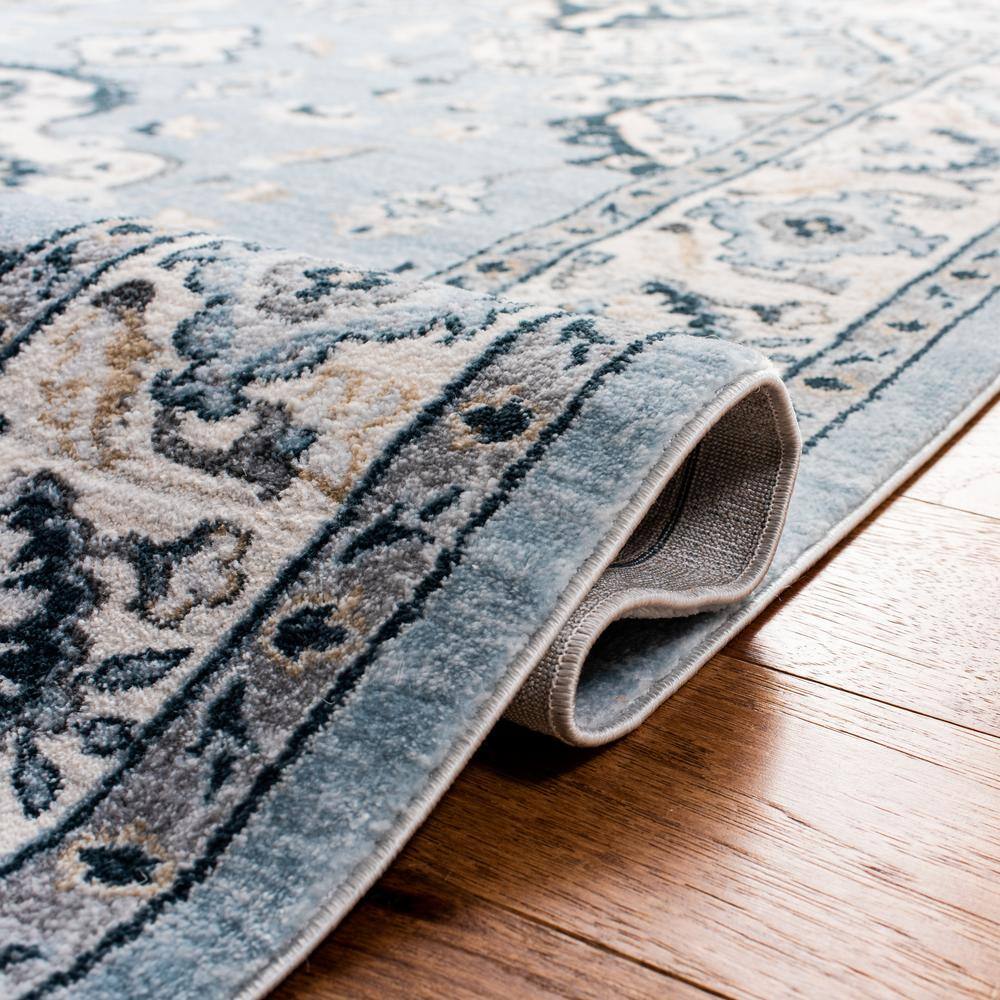 Light Blue and Cream Floral Medallion Area Rug