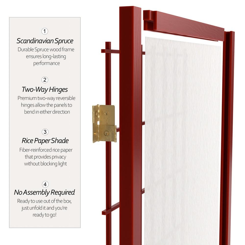 Rosewood 3-Panel Shoji Screen Room Divider
