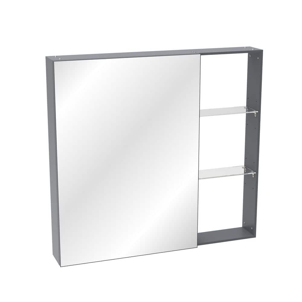 Black Brown 30 in. W x 28 in. H Rectangular Aluminium Medicine Cabinet with Mirror and Adjustable Shelves price history on PriceWatchPro
