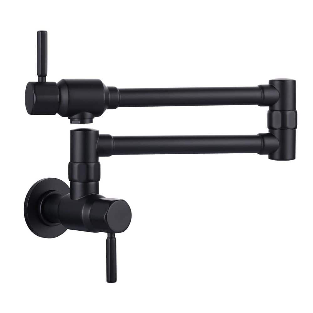 Solid Brass Wall Mounted Pot Filler Faucet with Double Joint Swing Arms, Commercial Kitchen Pot Faucet in Matte Black price history on PriceWatchPro