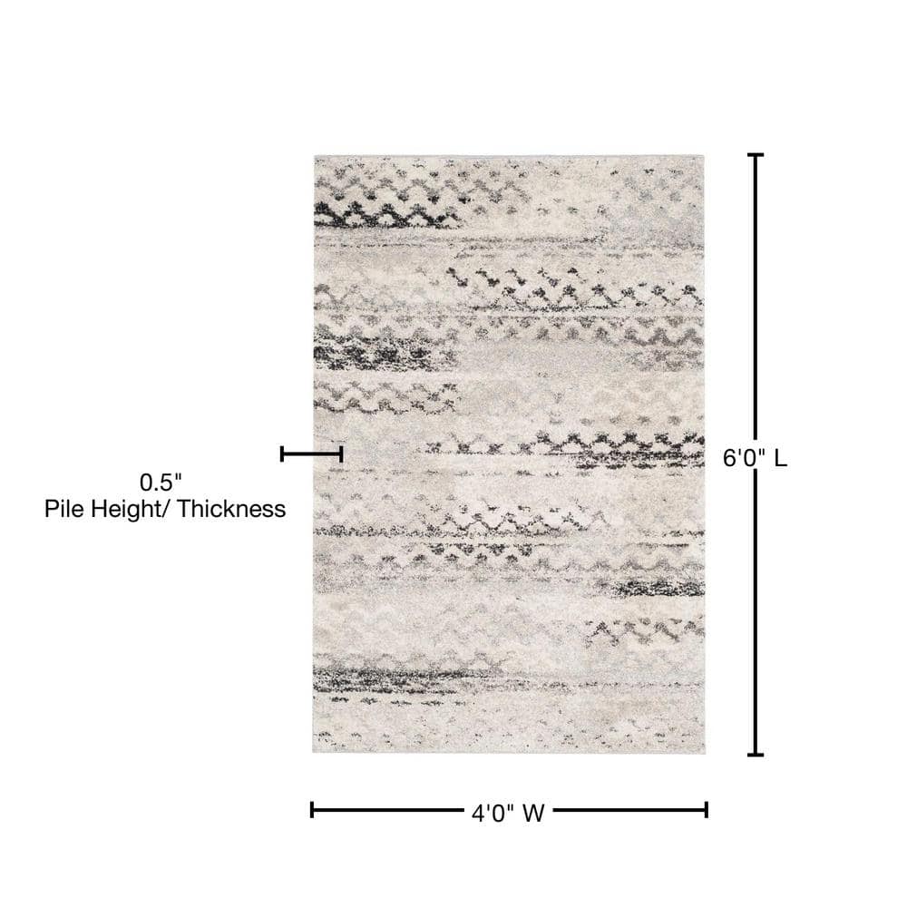 Gray Abstract Synthetic Shag 4' x 6' Area Rug