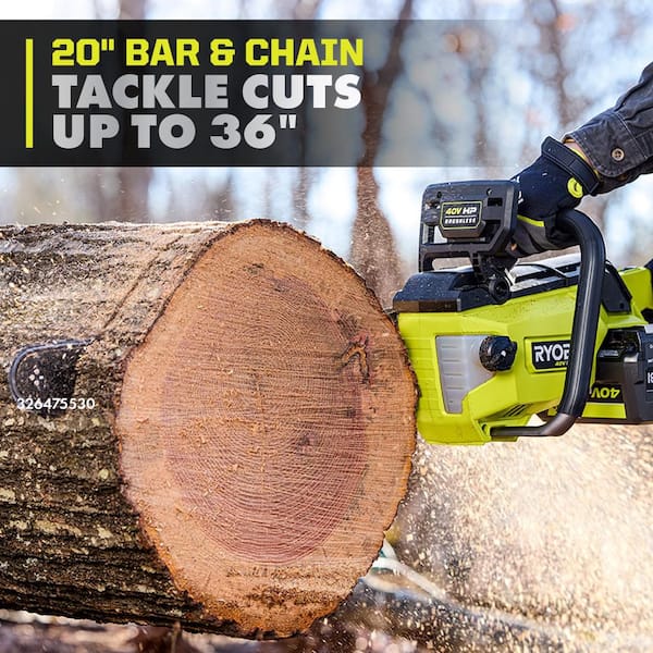 RYOBI 40V HP Brushless 20 in. Battery Chainsaw with 8.0 Ah Battery
