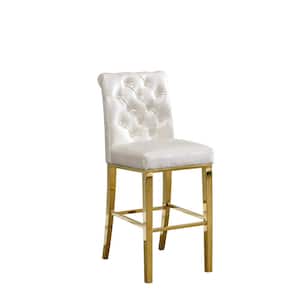 April 24 in. H white P/U Leather Upholstered Full Back Counter Height with Gold Stainless Steel Legs (Set of 2)