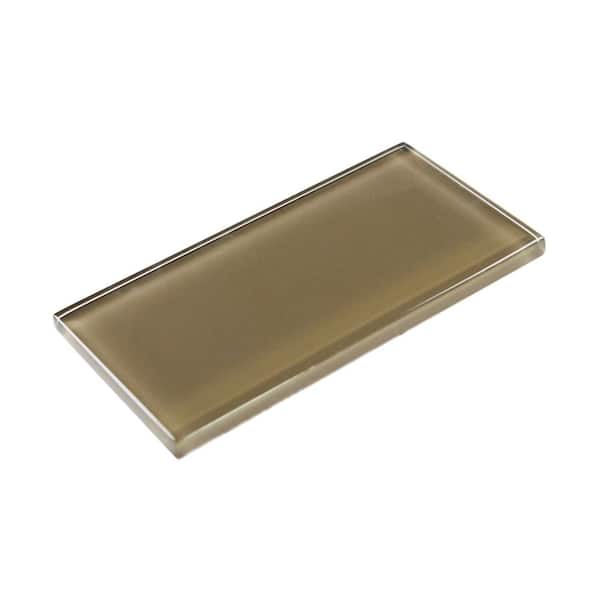Metro Brown 3 in. x 6 in. Rectangle Glossy Glass Subway Wall Tile (5 Sq. Ft./Case)