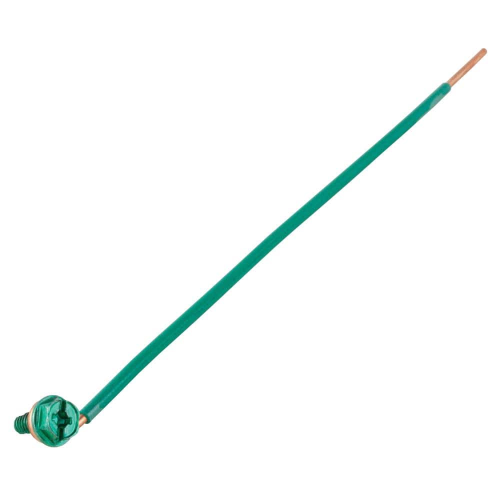 12 AWG Solid Grounding Pigtails with Screws in Green (50-Pack)