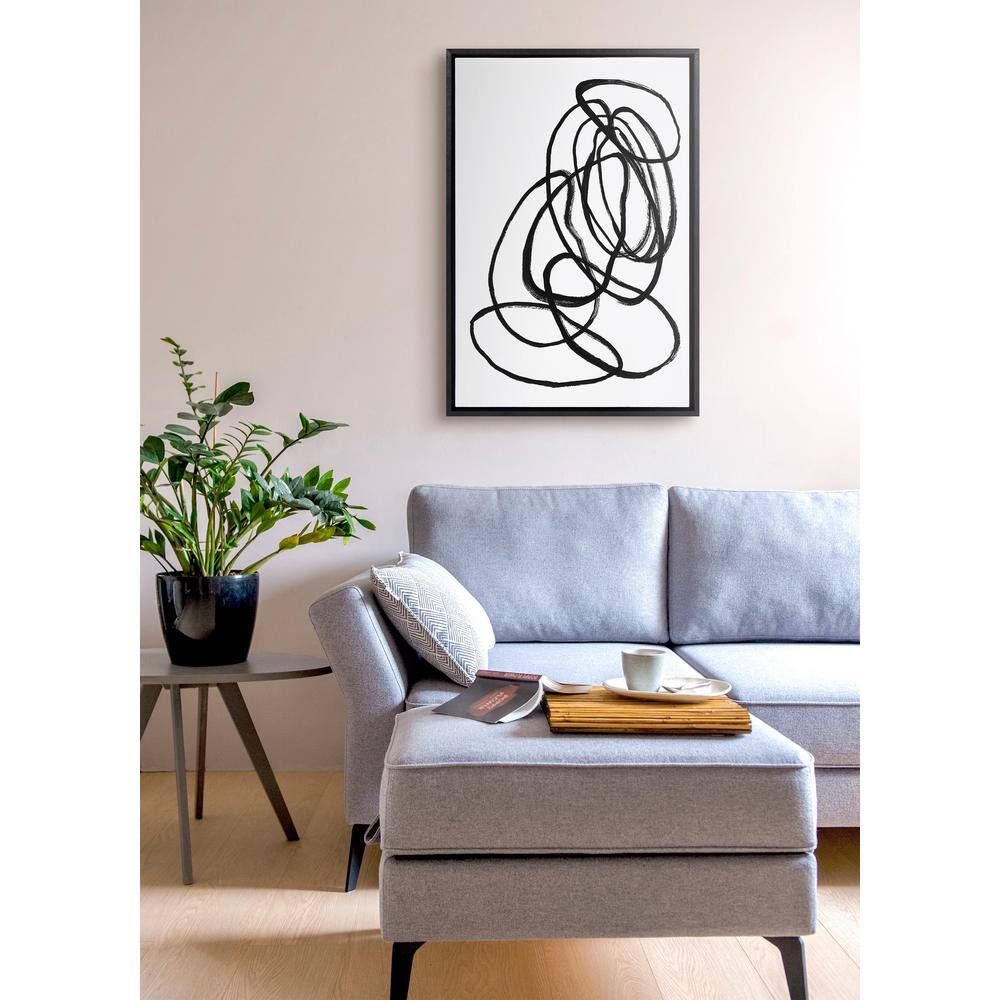 Nikki Chu Black and White Abstract Canvas Art with Black Frame