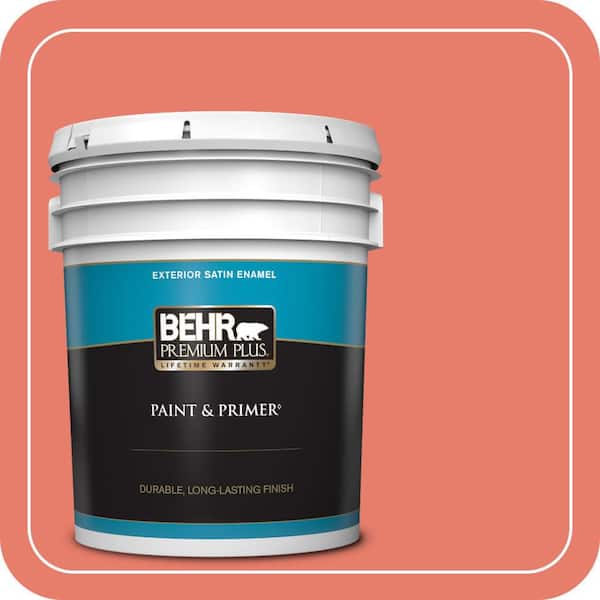 BEHR PREMIUM PLUS 5 gal. Home Decorators Collection #HDC-SM14-12 Cosmic Coral Satin Enamel Exterior Paint & Primer