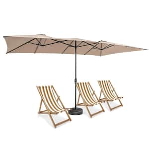 15 ft. Market Double-Sized Patio Umbrella with Crank Handle and Vented Tops in Brown