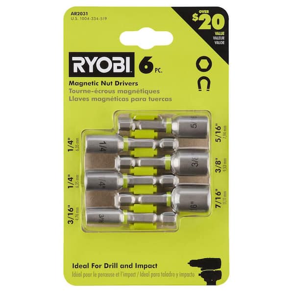 RYOBI Impact Rated Magnetic Steel Nut Driver Set (6-Piece)