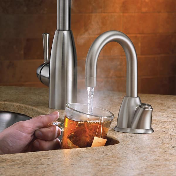 InSinkErator - Invite HOT100 Series 1-Handle 6.25 in. Instant Hot Water Dispenser Tank with Faucet in Satin Nickel
