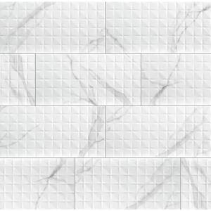 Dymo Statuary Chex White Glossy 12 in. x 24 in. Glazed Ceramic Wall Tile (16 sq. ft./Case)