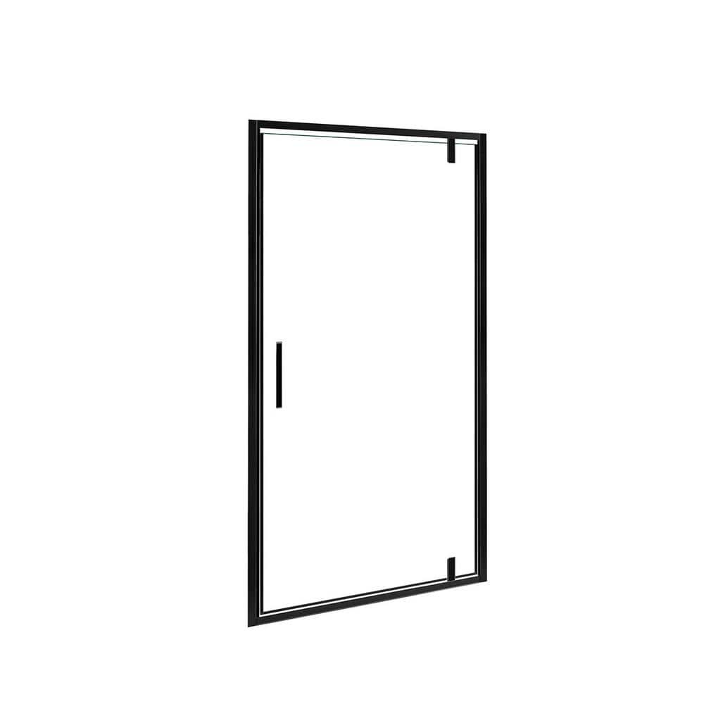 Black 40'' x 77'' Framed Tempered Glass Shower Door