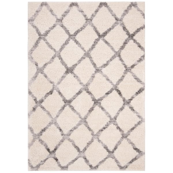 SAFAVIEH Berber Shag Ivory/Gray 5 ft. x 8 ft. Geometric Area Rug