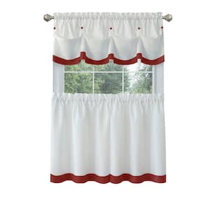Lana 58 in.W x 24 in. L Polyester Light Filtering Window Rod Pocket Tier and Valance Set In Lava