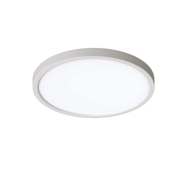 Eon 14 in. 1-Light Satin Nickel Outdoor Integrated LED Flush Mount