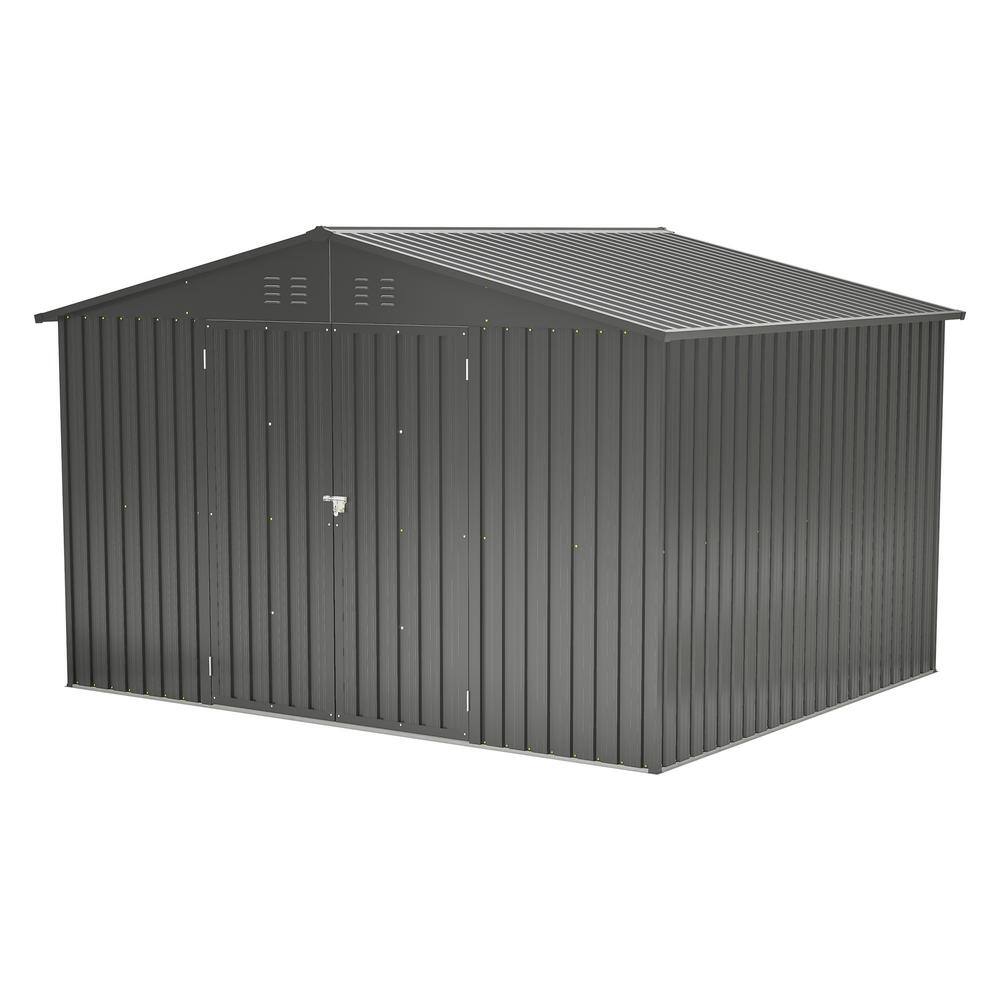 10 ft. W x 8 ft. D Outdoor Metal Storage Shed with Lockable Doors in Black (80 sq. ft. ) price history on PriceWatchPro