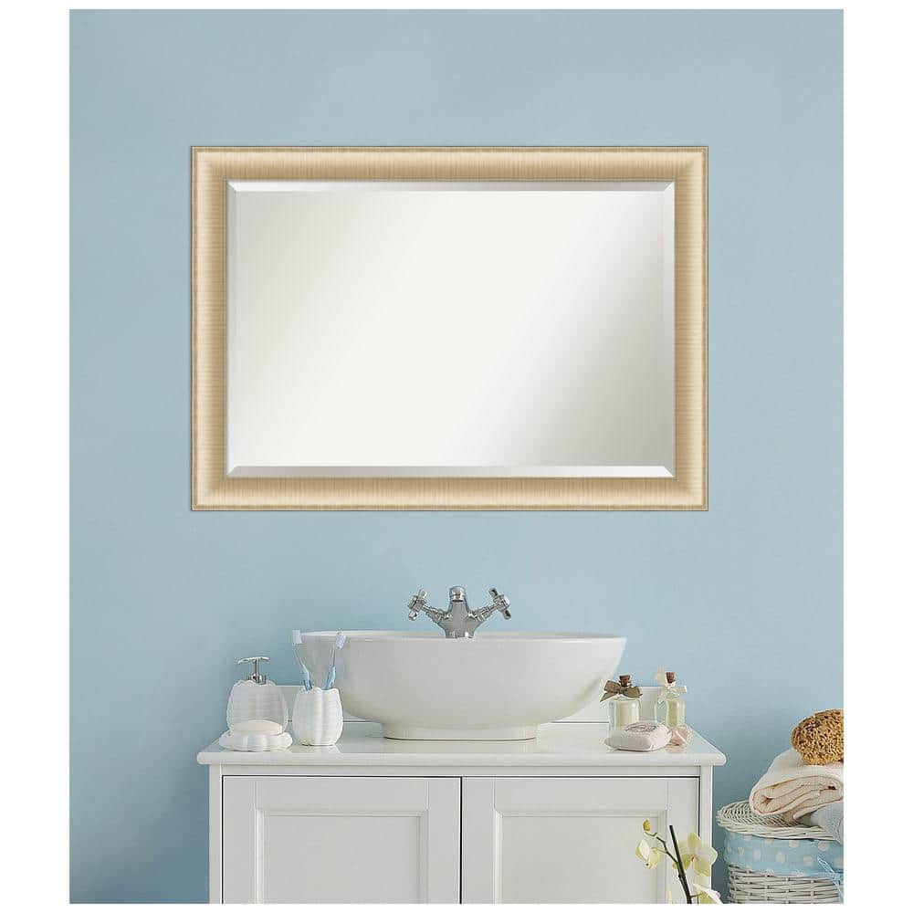 Elegant Brushed Honey Gold 41"x29" Rectangular Wall Mirror