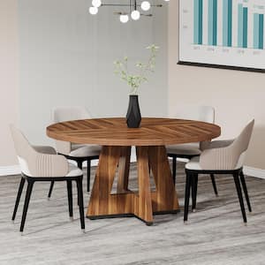 Moronia 47.25 in. Round Conference Table for 4-People, Small Walnut Business Meeting Table Desk for Office