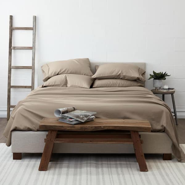 Becky Cameron 6-Piece Taupe Solid Microfiber Twin Sheet Set