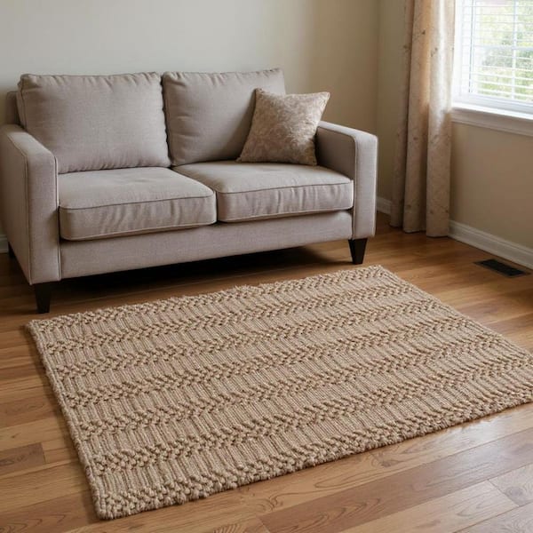 5 ft. x 7 ft. Natural Jute Abstract Hand Woven Area Rug