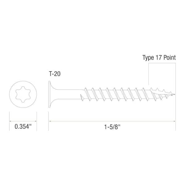 Grip-Rite #8 x 1-5/8 in. 305 Stainless Steel Star Drive