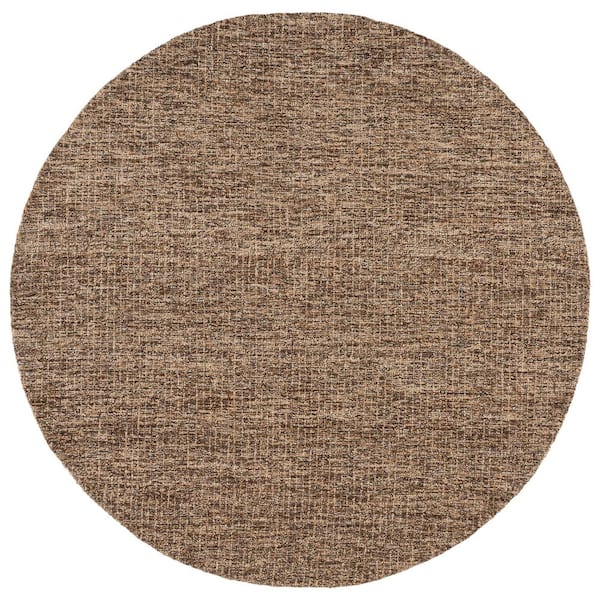 Abstract 6 ft. x 6 ft. Round Antique/Brown Speckled Area Rug