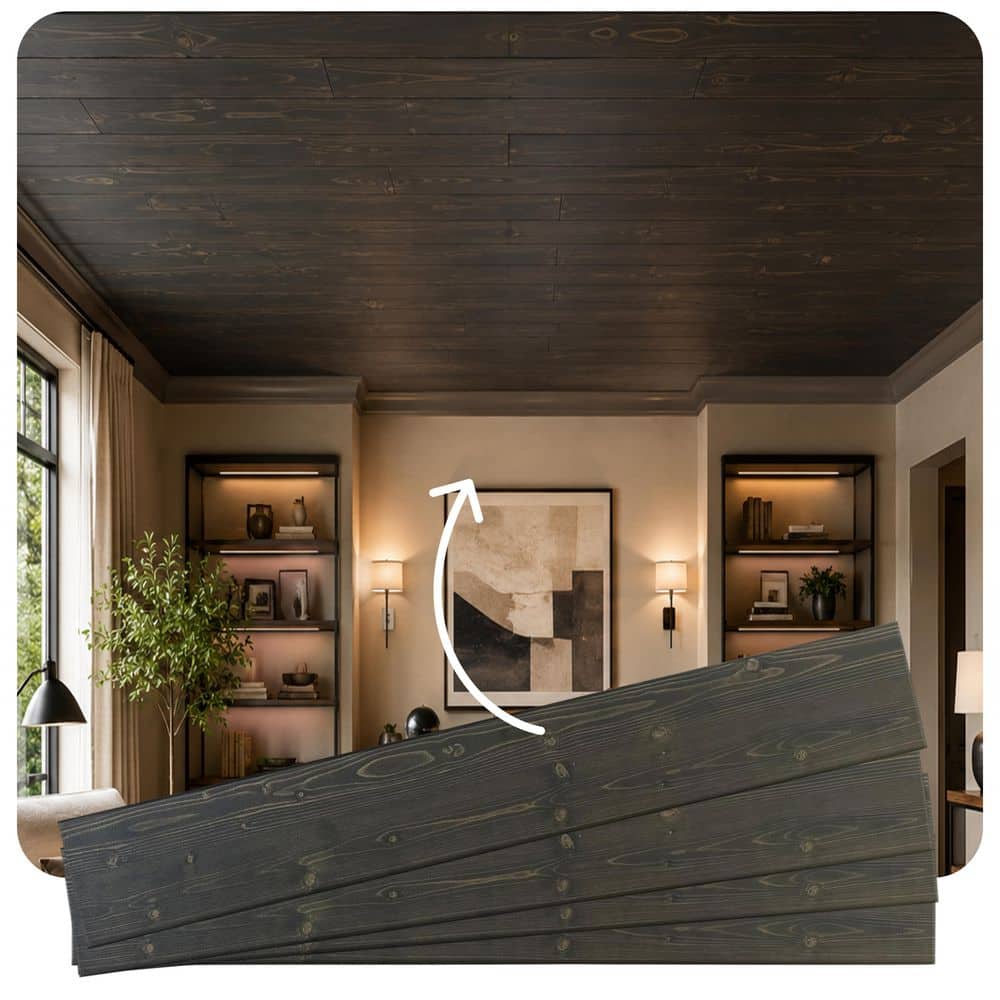 Dark Walnut 0.5 ft. x 3 ft. Glue up Foam Wood Ceiling Tiles Planks (19.5 sq. ft. /case) price history on PriceWatchPro