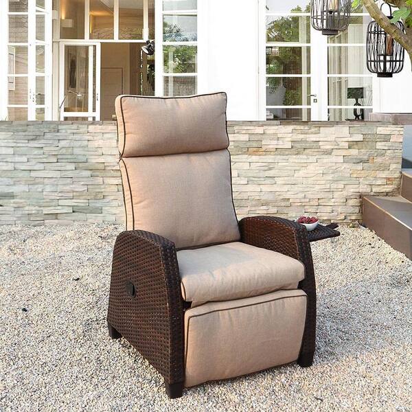 MOOR Weatherproof Outdoor Wicker Recliner with Cushion - Grand Patio