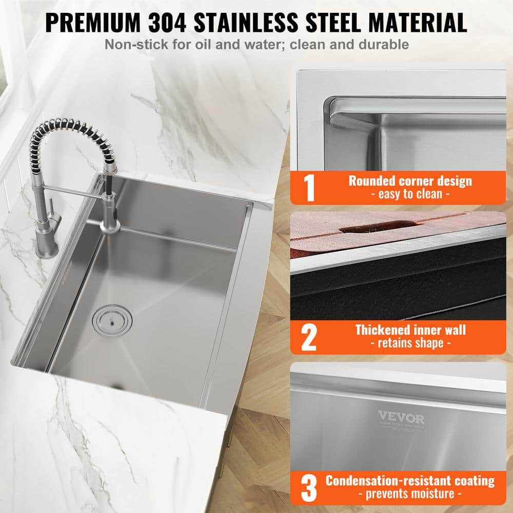 30" Stainless Steel Farmhouse Single Bowl Kitchen Sink with Accessories