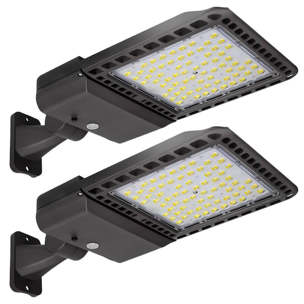 1500-Watt Equivalence Integrated LED Bronze 300W Parking Lot Area Lights,5000K White,39000 Lumens with Photocell 2-PACK