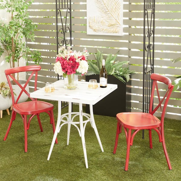 Red Metal Farmhouse Outdoor Dining Chair (Set of 2)