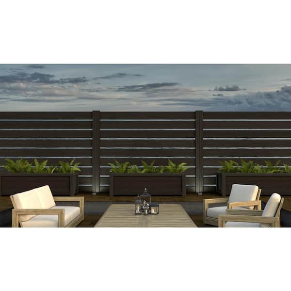 Composite Modern Horizontal Semi-Privacy Full Size Fence (6 ft. H x 6 ft. W) Raven
