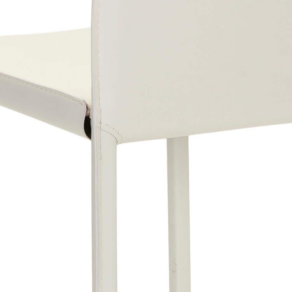 Transitional Sleek White Leather Counter Stools, Set of 2