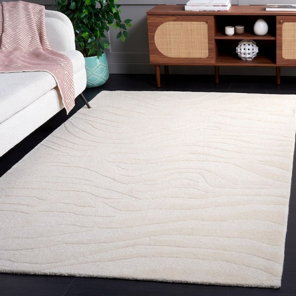 Rodeo Drive 3 ft. x 5 ft. Ivory Solid Wavy Area Rug