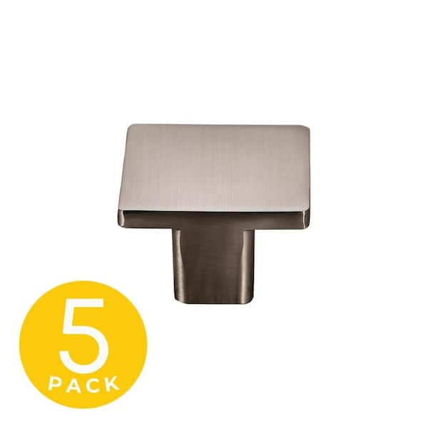 Basic Series 1 in. Modern Satin Nickel Square Cabinet Knob (5-Pack)
