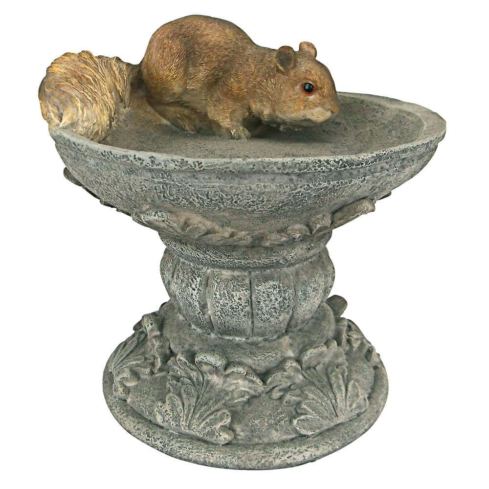 Hand-Painted Resin Woodland Squirrel Garden Birdbath Statue