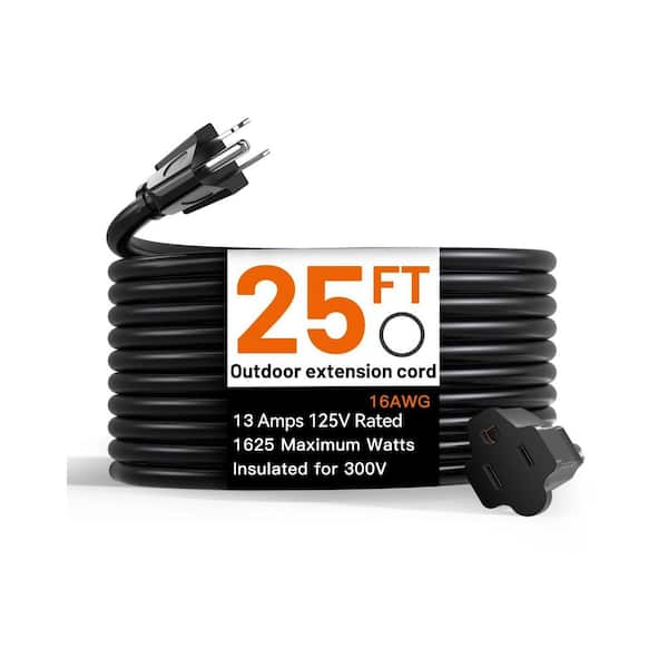25 ft. 16 AWG/3 Cord Rating Indoor/Outdoor Braided Extension Cord with Deep Black