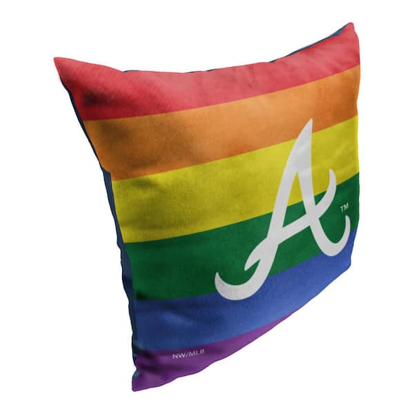 THE NORTHWEST GROUP MLB Braves Pride Series Printed Polyester Throw Pillow 18 X 18