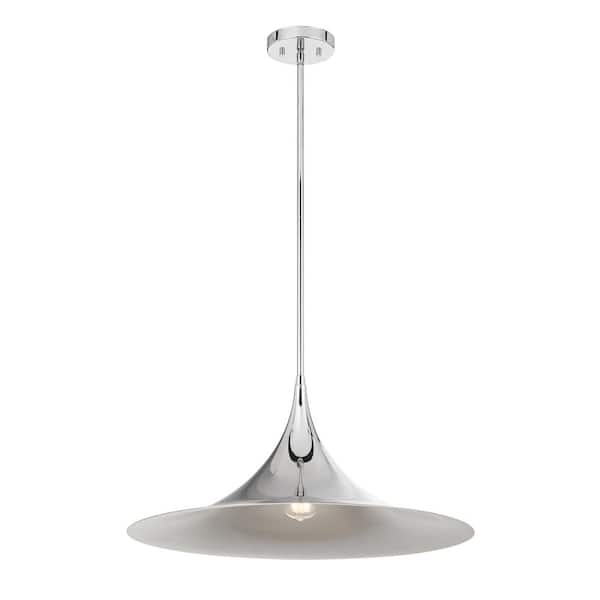 Savoy House Bowdin 60-Watt 1-Light Polished Chrome Pendant Light, No Bulbs Included