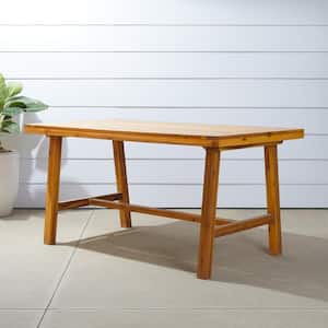 59 in. Teak Brown Rectangular Wood Outdoor Dining Table