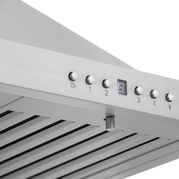 Kuled Wall Mount Range Hood Vent Stainless Steel Kitchen 3 Speed Exhaust Fan 36 inch with 800 CFM, LED Lights in Stainless Steel, Silver