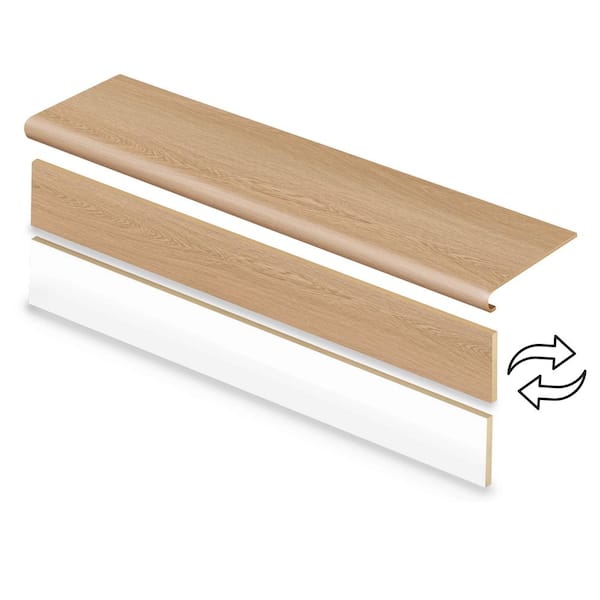 Cap A Tread French Oak Drs/Hrvst Hues/Fx Hllw 47 in. L x 12.15 in. W x 42.92 mm T Vinyl Overlay Stair Tread and Reversible Riser Kit