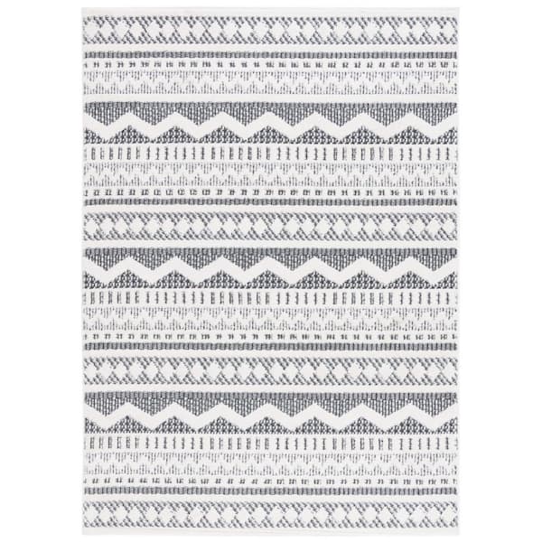Alamo 8 ft. x 10 ft. Charcoal/Ivory Chevron Geometric Area Rug