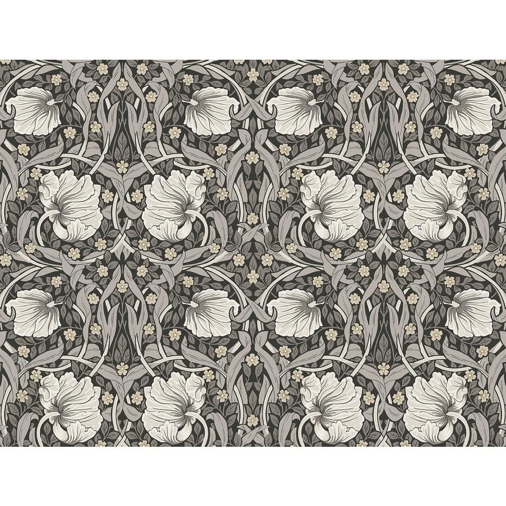 Charcoal and Pearl Grey Floral Peel and Stick Wallpaper