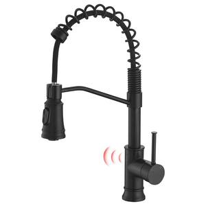 Single-Handle Pull-Out Sprayer Kitchen Faucet with Sensor in Matte Black